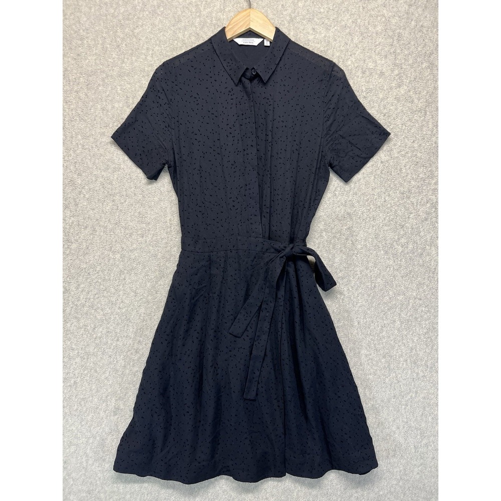 & Other Stories Stockholm Atelier Black Swiss Dot Wrap Shirt Dress‎ Women's US 6